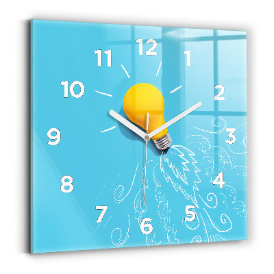 Ceas de sticlă pe perete pătrat Desen bec