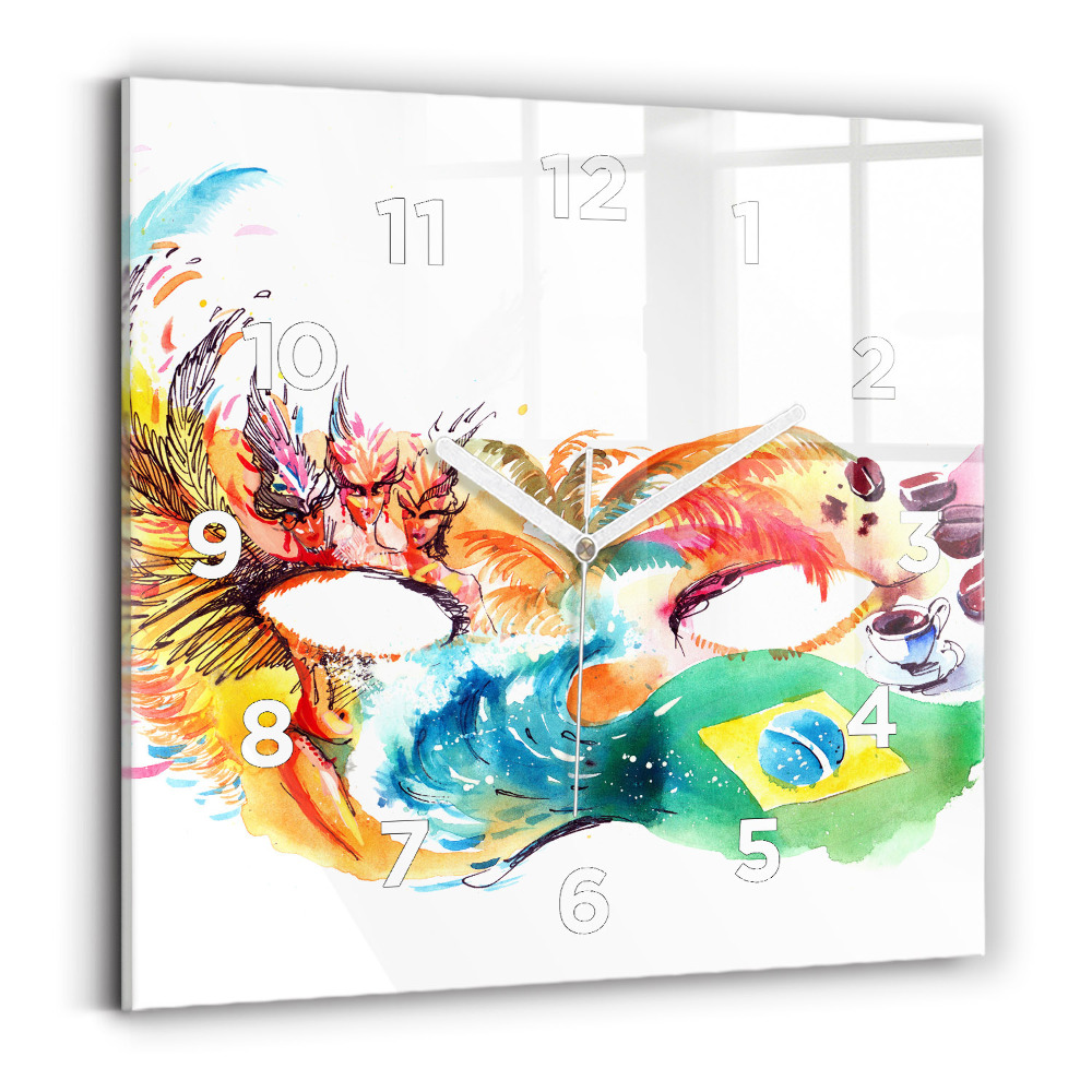 Ceas pătrat de perete din sticlă Cultură - steag brazilian