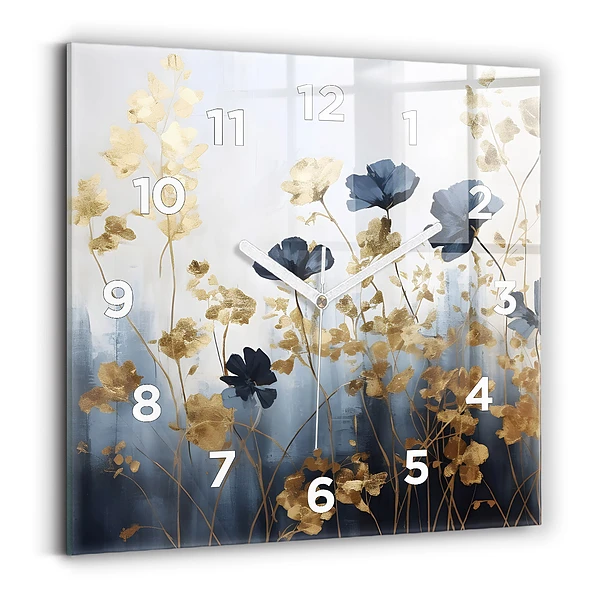 Ceas din sticlă pătrat Flori abstracte