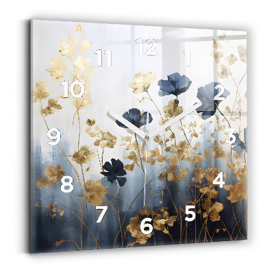 Ceas din sticlă pătrat Flori abstracte