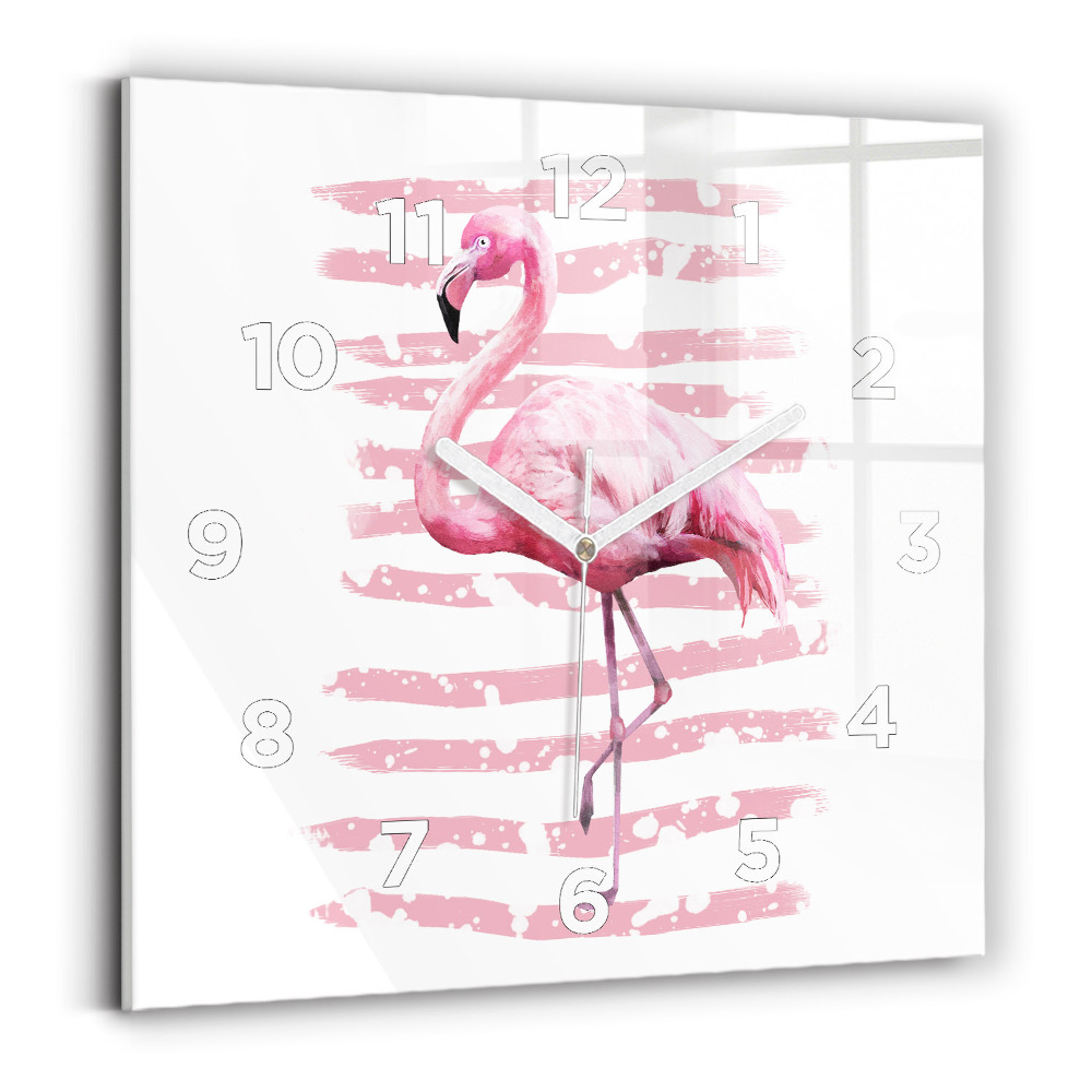 Ceas de sticlă pe perete pătrat Grafica Flamingo