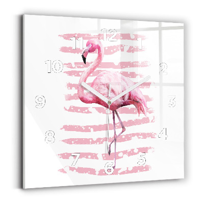 Ceas de sticlă pe perete pătrat Grafica Flamingo