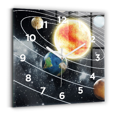 Ceas din sticlă pătrat Sistem solar
