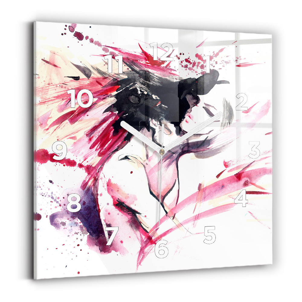 Ceas pătrat de perete din sticlă Abstracția iubitorilor