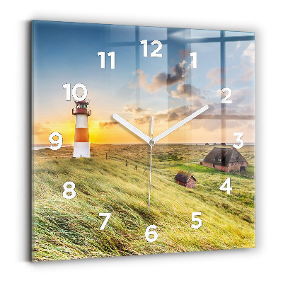 Ceas de sticlă pe perete pătrat Far