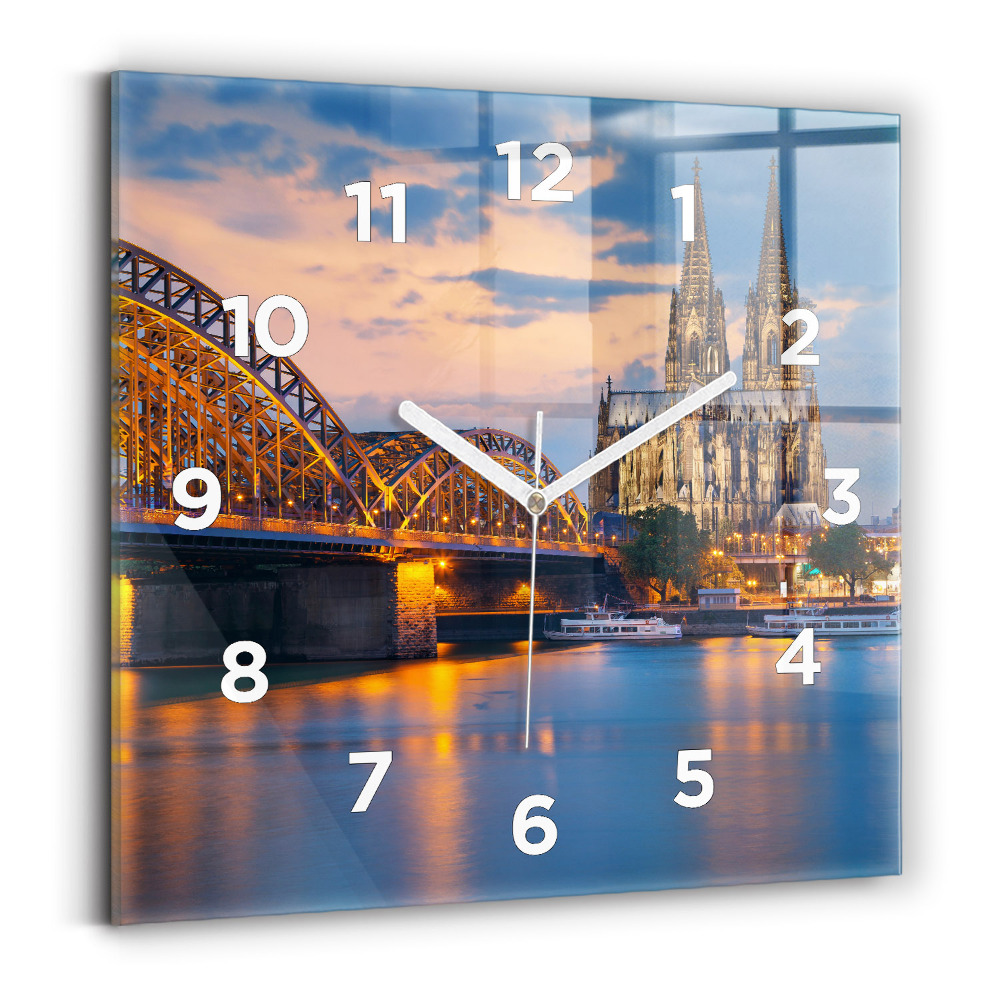 Ceas perete din sticlă pătrat Vedere la primărie