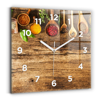 Ceas perete din sticlă pătrat Linguri de condimente