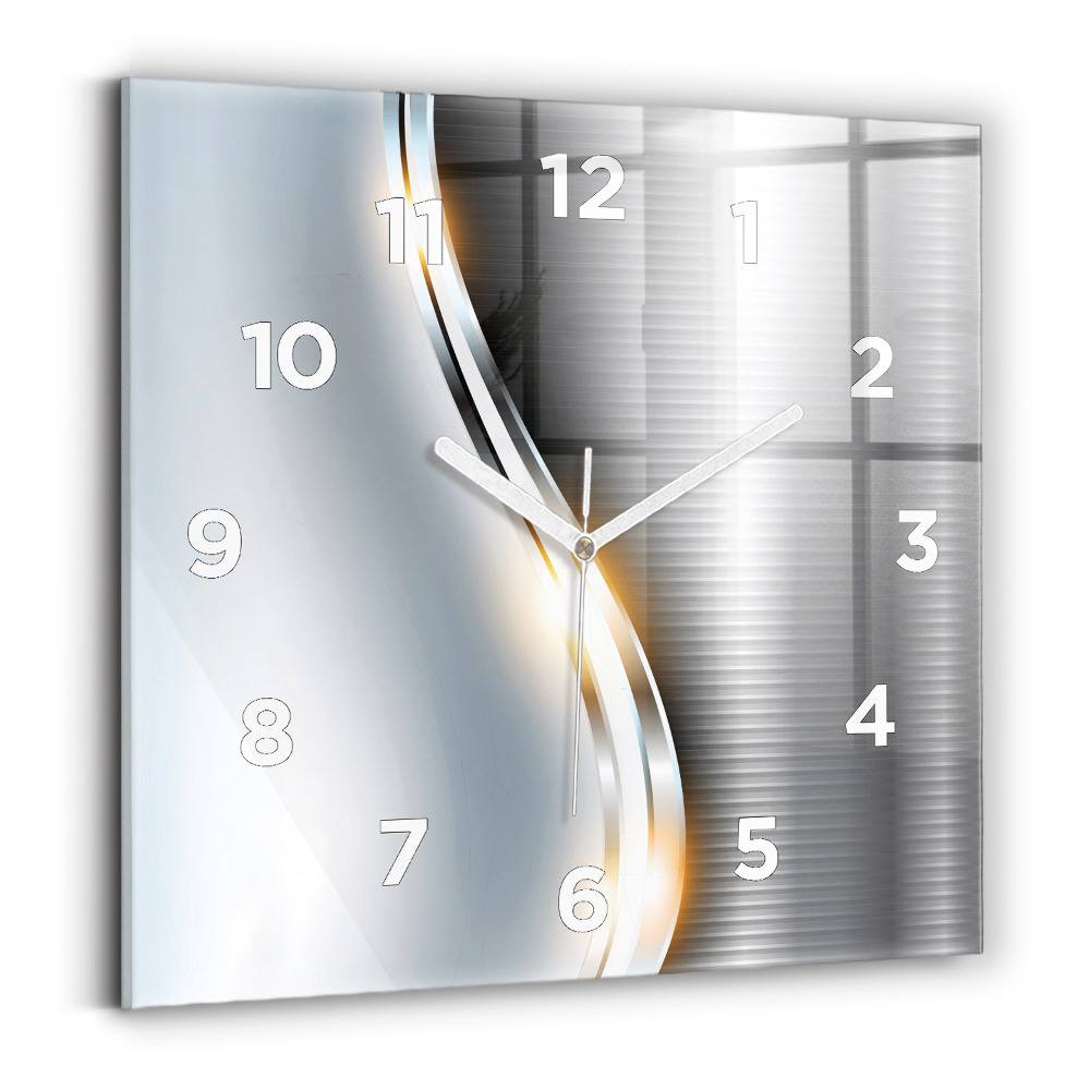 Ceas de sticlă pe perete pătrat Abstracția metalului