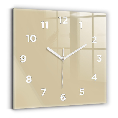 Ceas de sticlă pe perete pătrat Bej