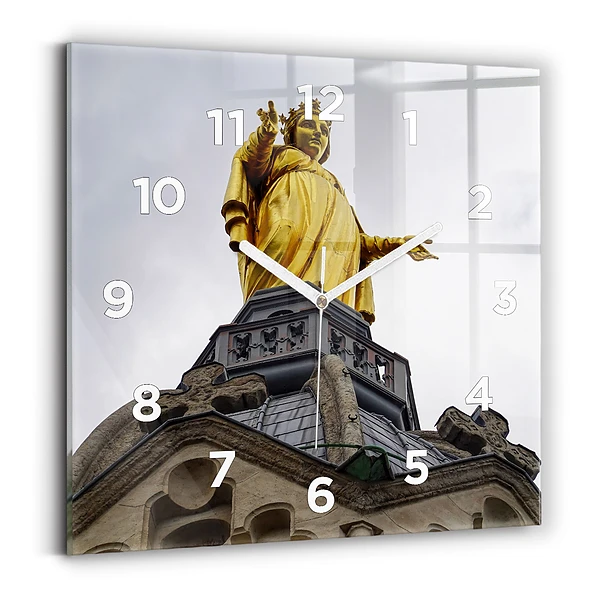 Ceas din sticlă pătrat Statuia Maicii Domnului din Lyon