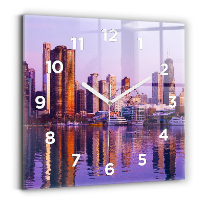 Ceas perete din sticlă pătrat Vedere asupra zgârie-norilor din SUA