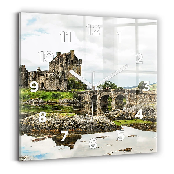 Ceas de sticlă pe perete pătrat Castelul Eilean Donan, Scoția