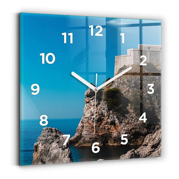 Ceas pătrat de perete din sticlă Stânci din Dubrovnik
