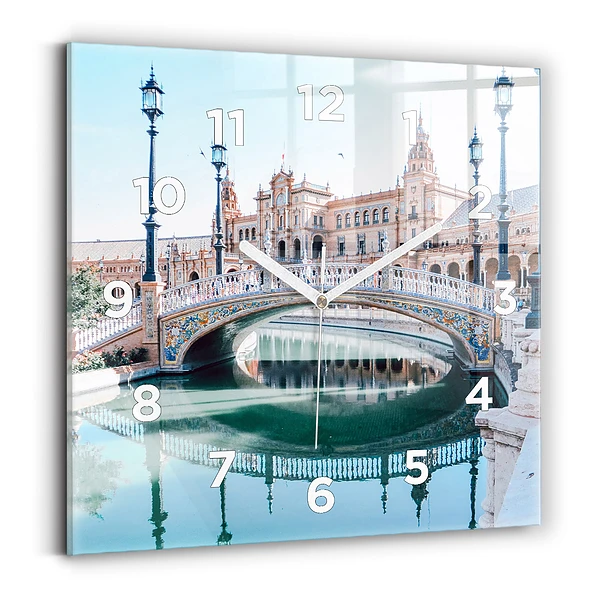 Ceas perete din sticlă pătrat Plaza de España din Sevilla