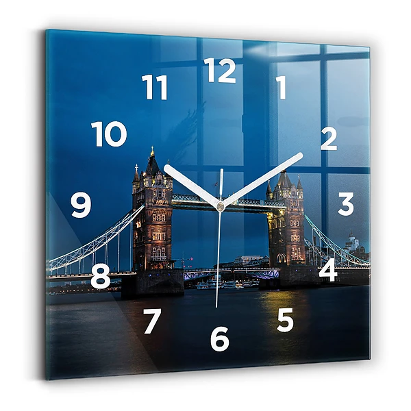 Ceas perete din sticlă pătrat Tower Bridge Londra noaptea