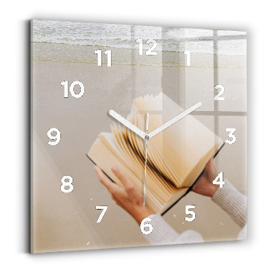 Ceas pătrat de perete din sticlă Un moment cu o carte
