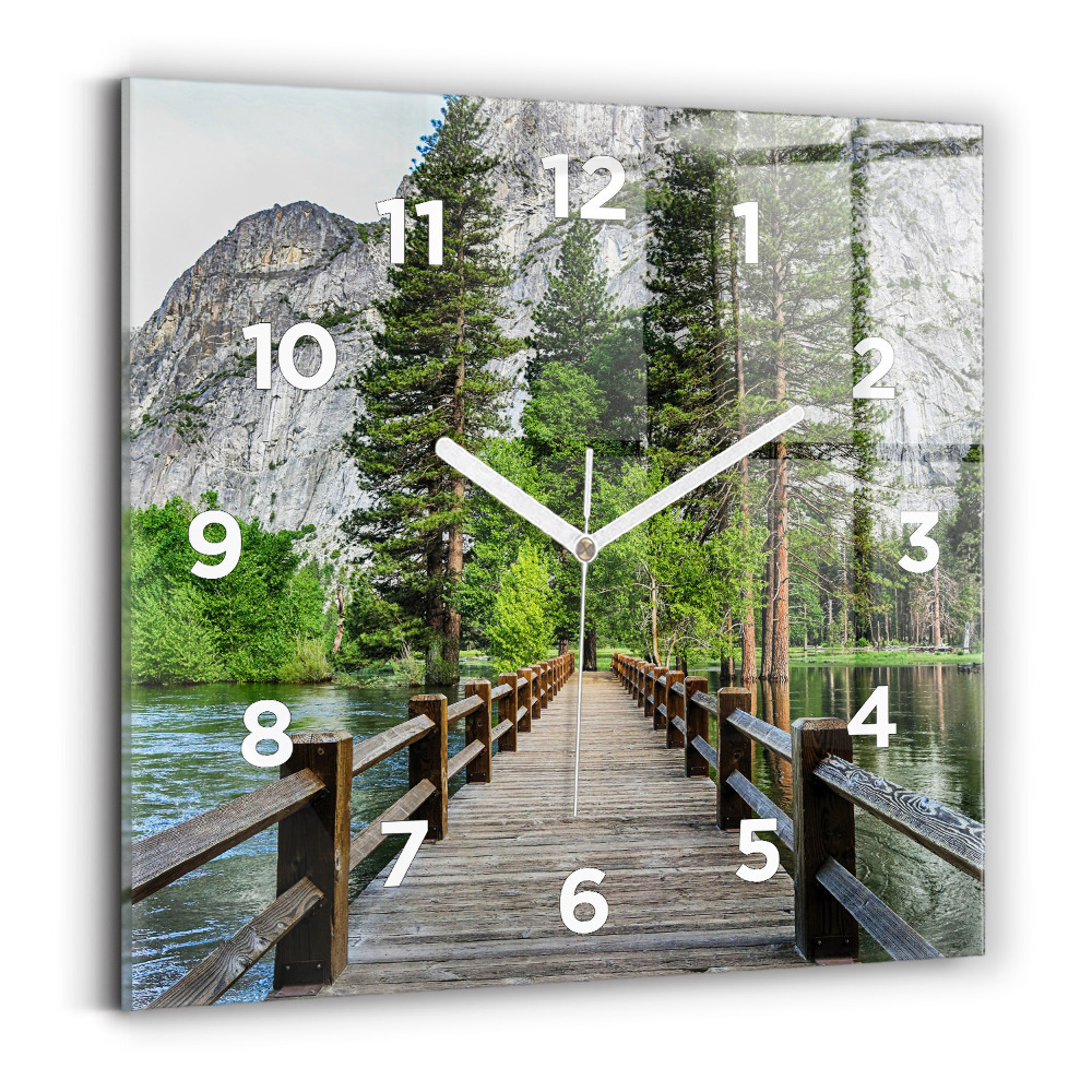 Ceas din sticlă pătrat Pod de lemn Yosemite