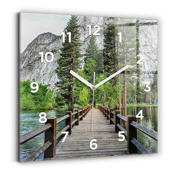 Ceas din sticlă pătrat Pod de lemn Yosemite