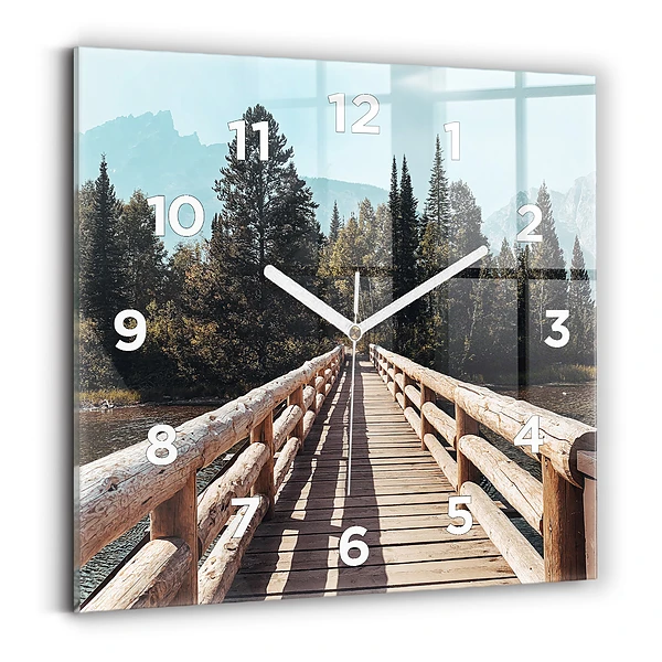 Ceas perete din sticlă pătrat Munții din Yellowstone