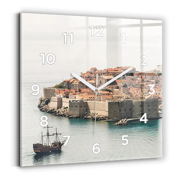 Ceas din sticlă pătrat Nava cu pânze în Dubrovnik