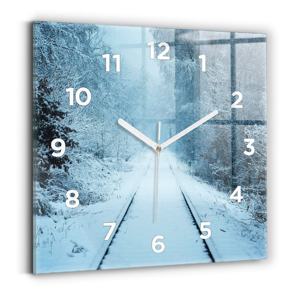 Ceas din sticlă pătrat Căprioare pe șine