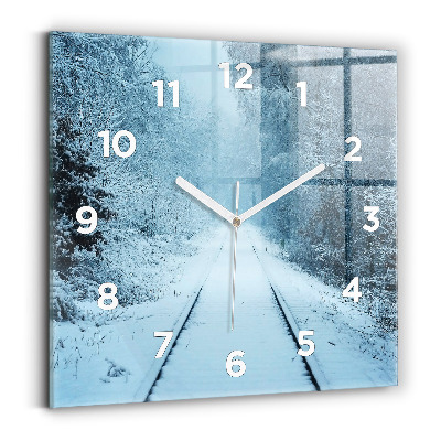 Ceas din sticlă pătrat Căprioare pe șine