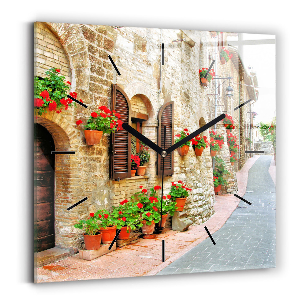 Ceas perete din sticlă pătrat Stradă pitorească