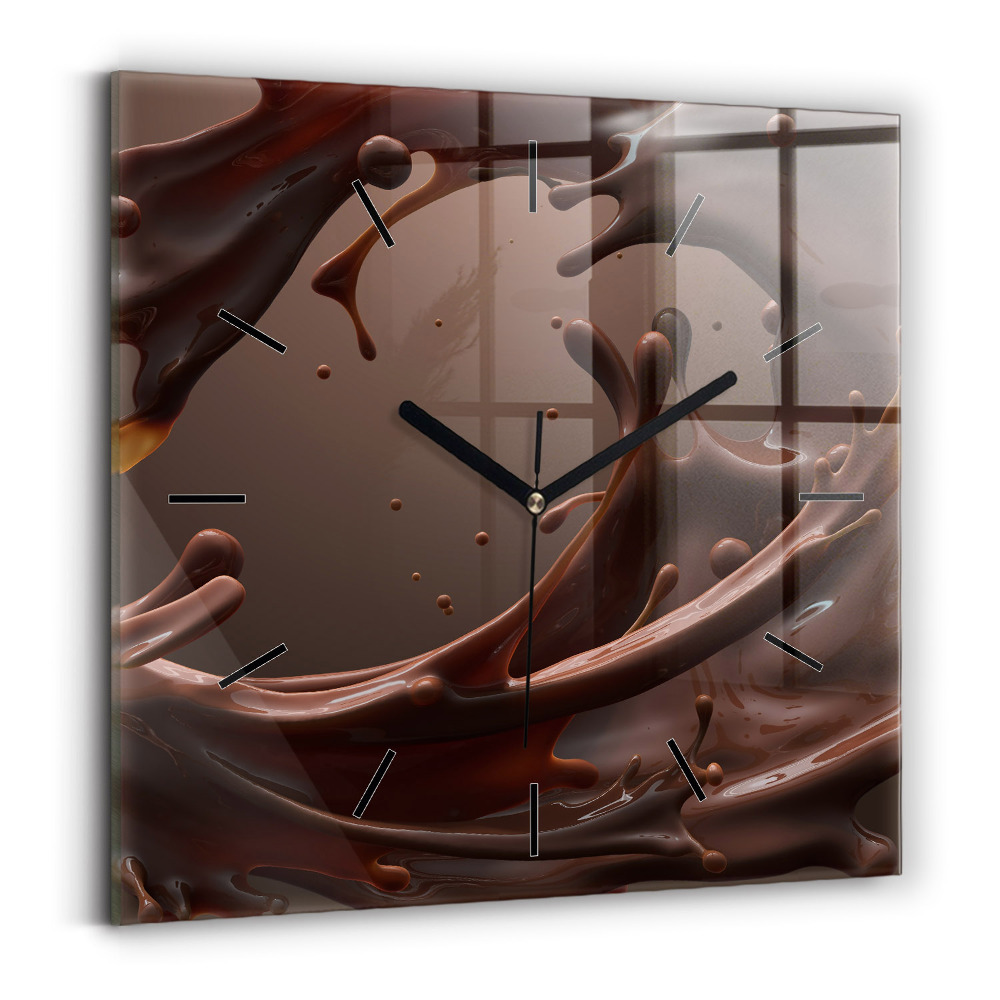 Ceas de sticlă pe perete pătrat Valuri de cacao