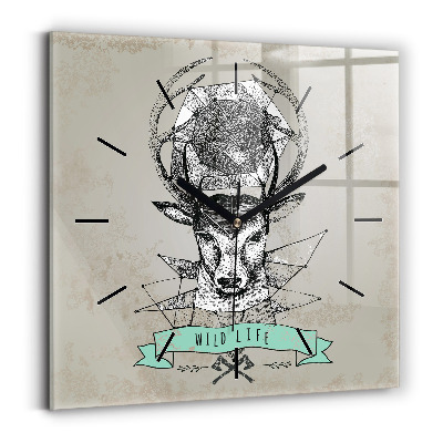 Ceas din sticlă pătrat Cap de caprioara