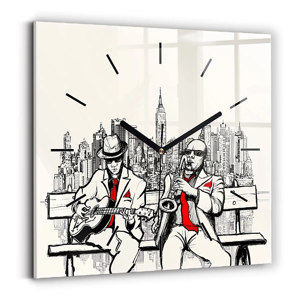 Ceas de sticlă pe perete pătrat Jazz la New York