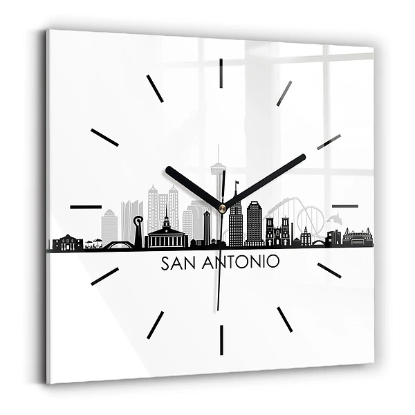 Ceas perete din sticlă pătrat Orașul San Antonio Texas