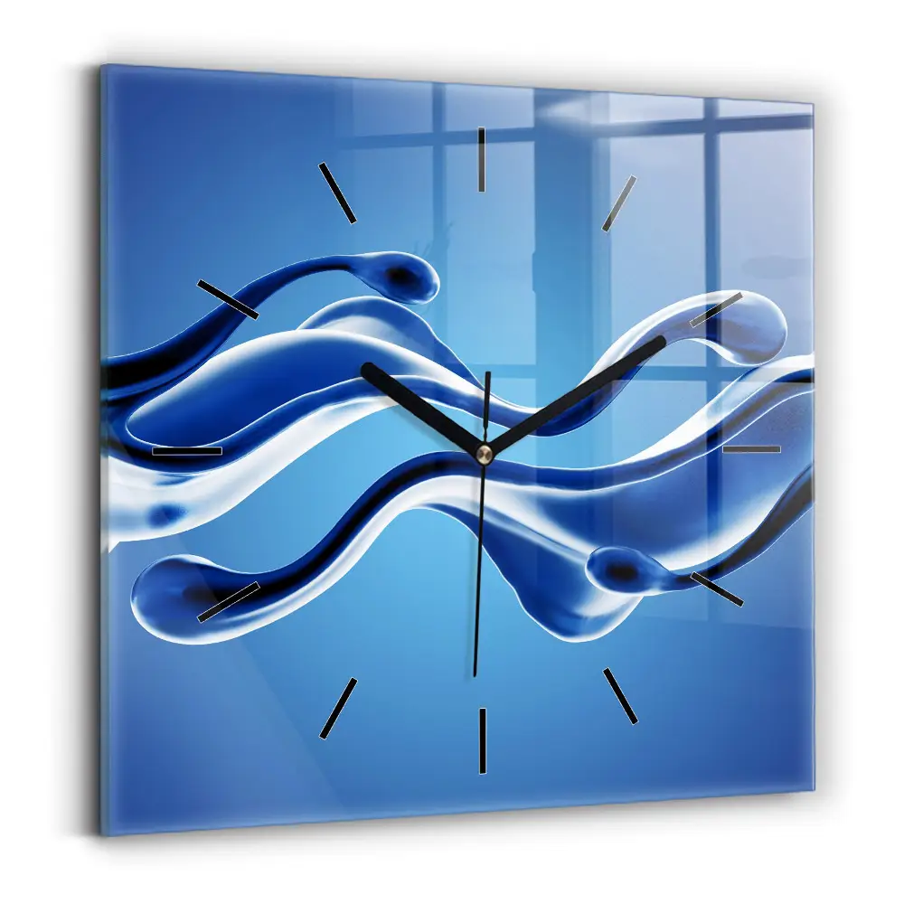 Ceas din sticlă pătrat Abstracție lichidă