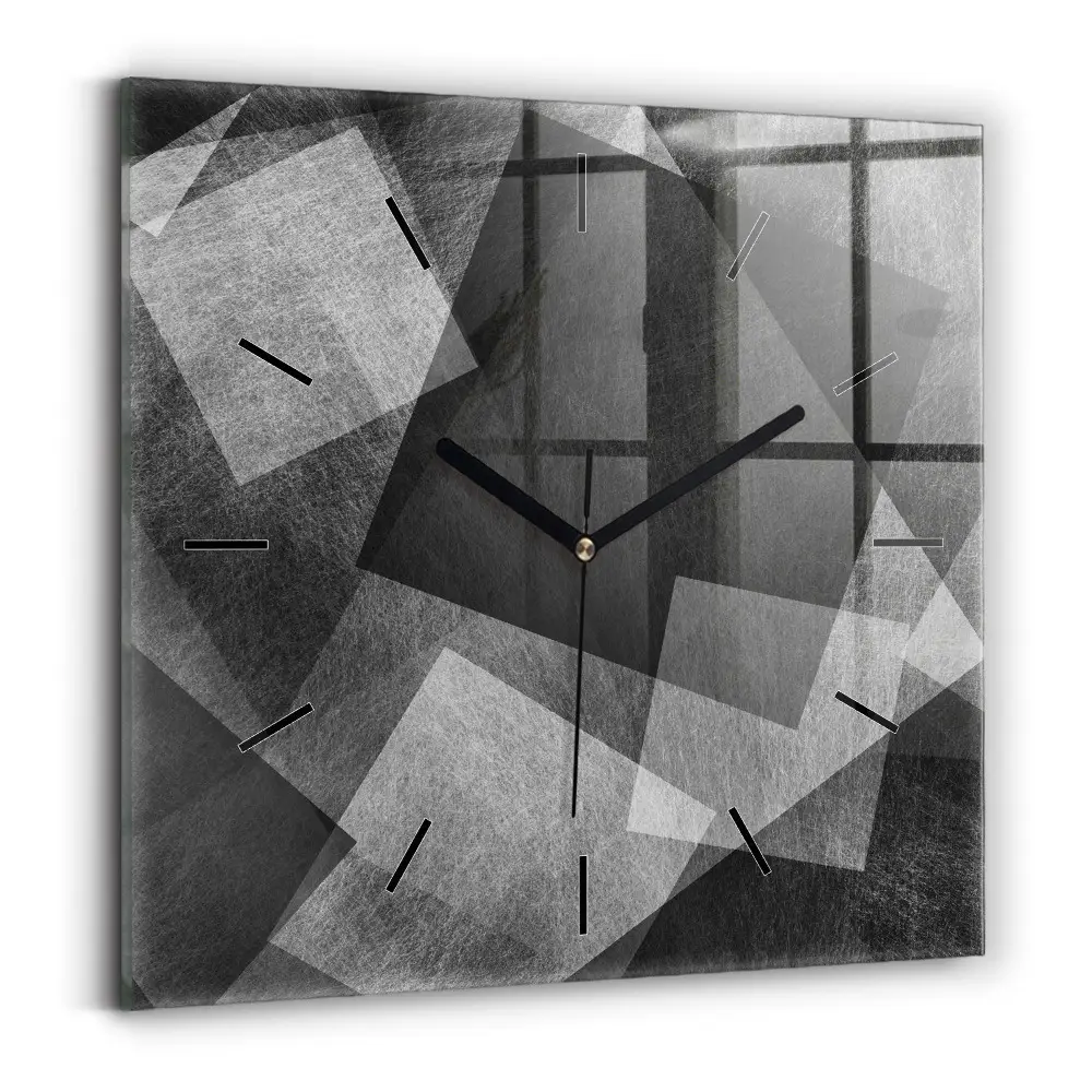 Ceas perete din sticlă pătrat Abstracția geometrică