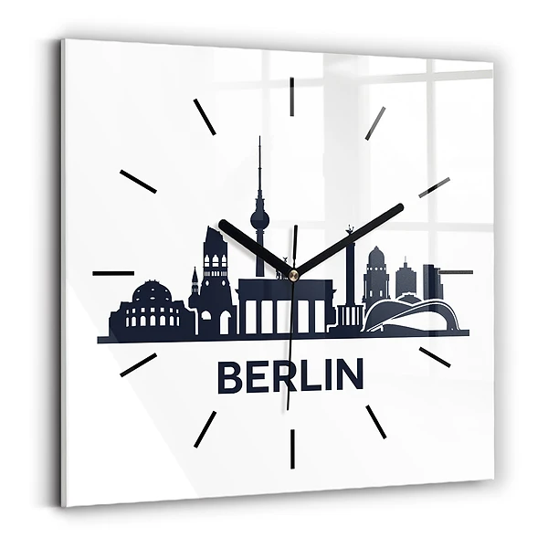 Ceas de sticlă pe perete pătrat Ilustrația orașului Berlin