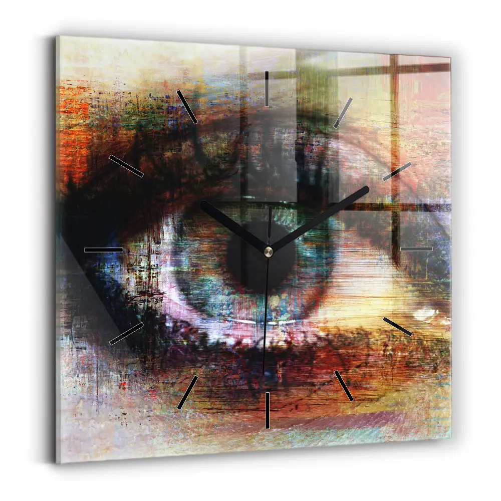 Ceas pătrat de perete din sticlă Street Art Eye