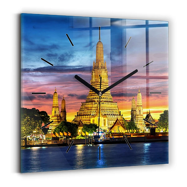 Ceas de sticlă pe perete pătrat Templul din Bangkok