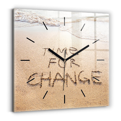 Ceas pătrat de perete din sticlă Citat de plajă