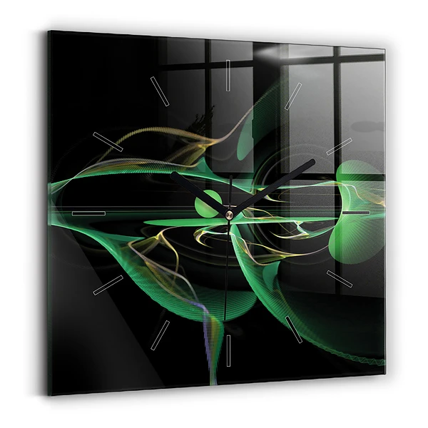 Ceas din sticlă pătrat Abstracția verde