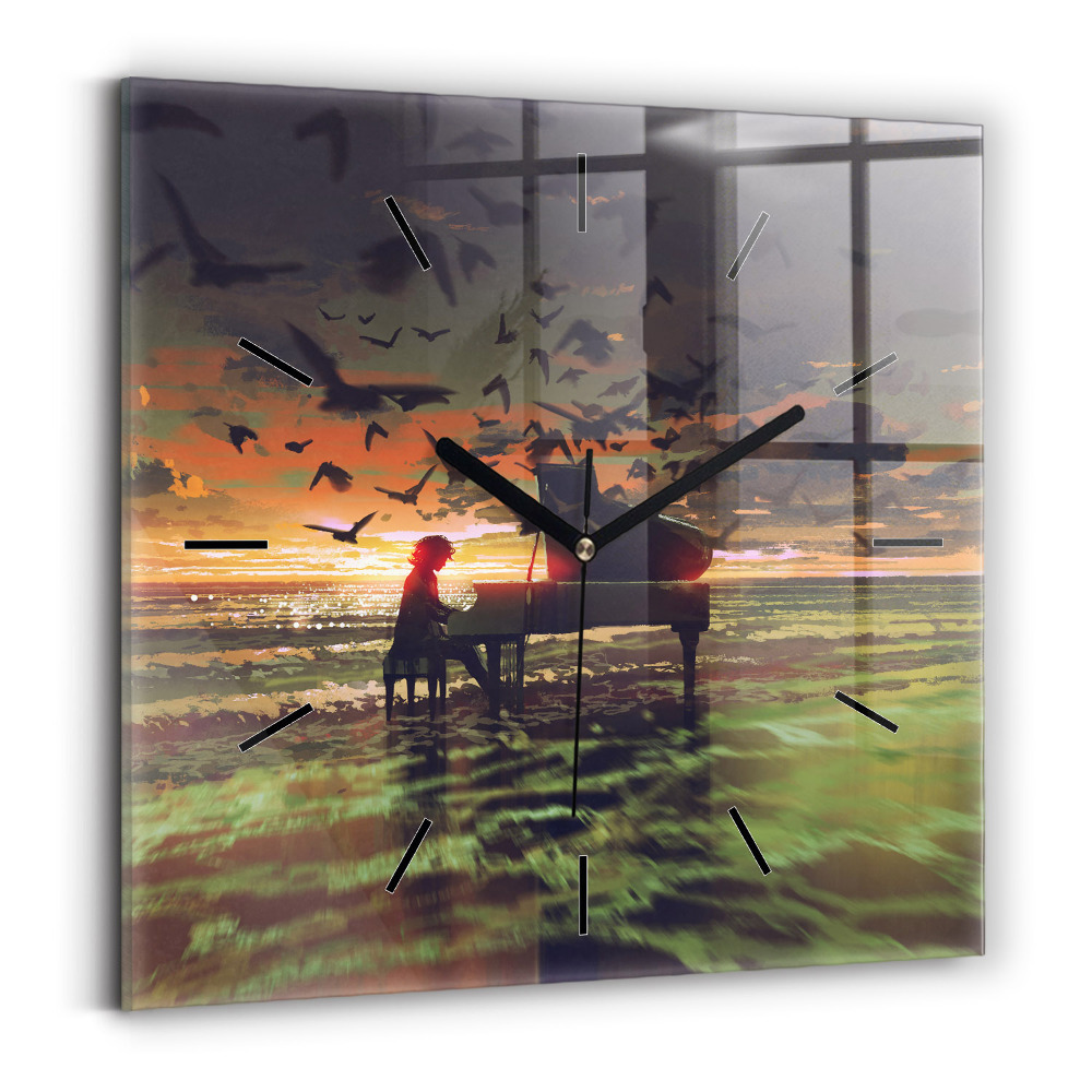 Ceas din sticlă pătrat Concert pe plajă