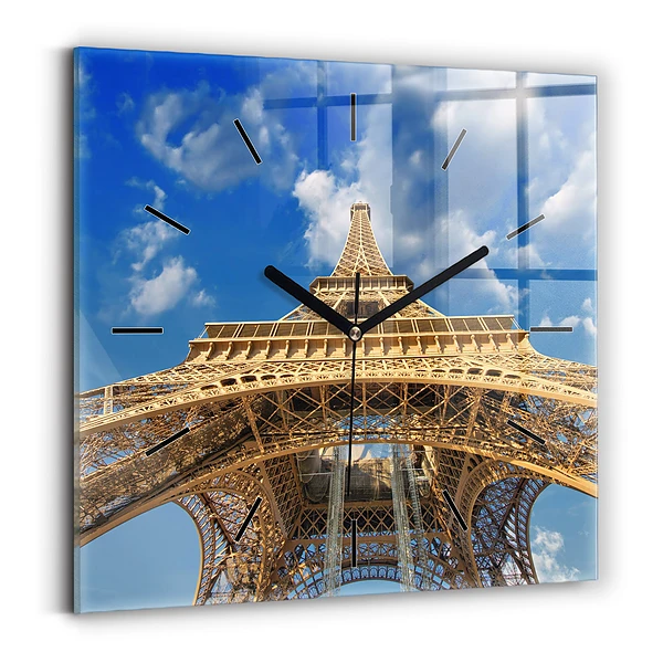 Ceas pătrat de perete din sticlă Turnul Eiffel din Franța