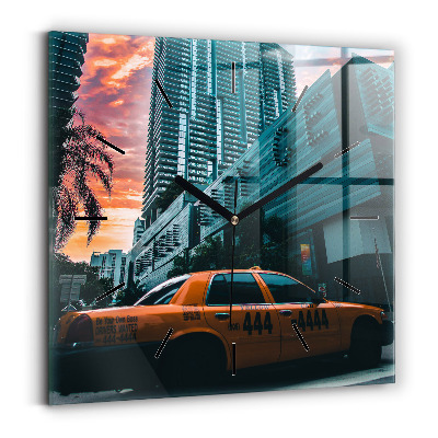 Ceas pătrat de perete din sticlă Miami, Florida