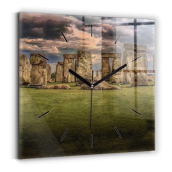 Ceas de sticlă pe perete pătrat Stonehenge Nimbostratus