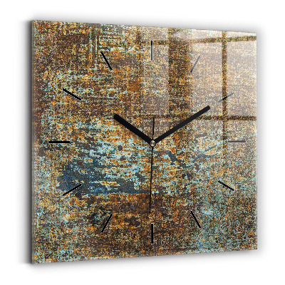 Ceas de sticlă pe perete pătrat Textura metalică veche