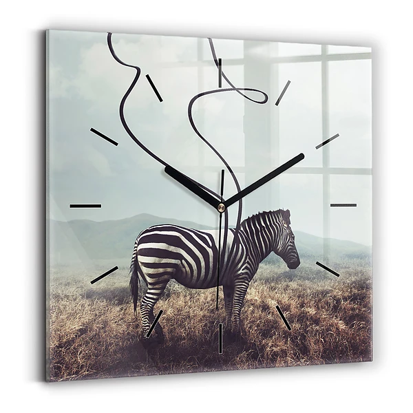 Ceas din sticlă pătrat Zebra – Abstracție