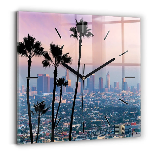 Ceas din sticlă pătrat Apus de soare din Los Angeles