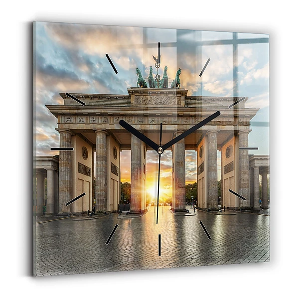 Ceas perete din sticlă pătrat Poarta Brandenburg din Berlin