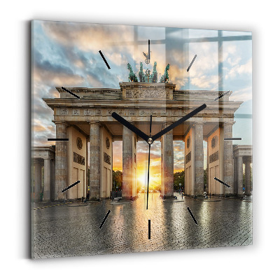 Ceas perete din sticlă pătrat Poarta Brandenburg din Berlin