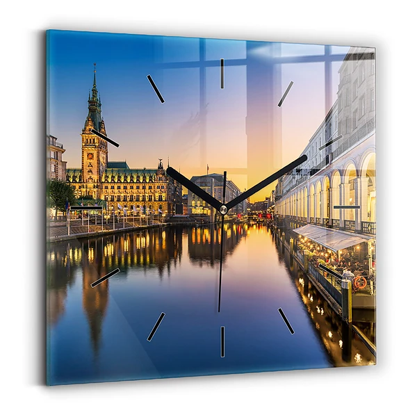 Ceas pătrat de perete din sticlă Primăria Hamburg