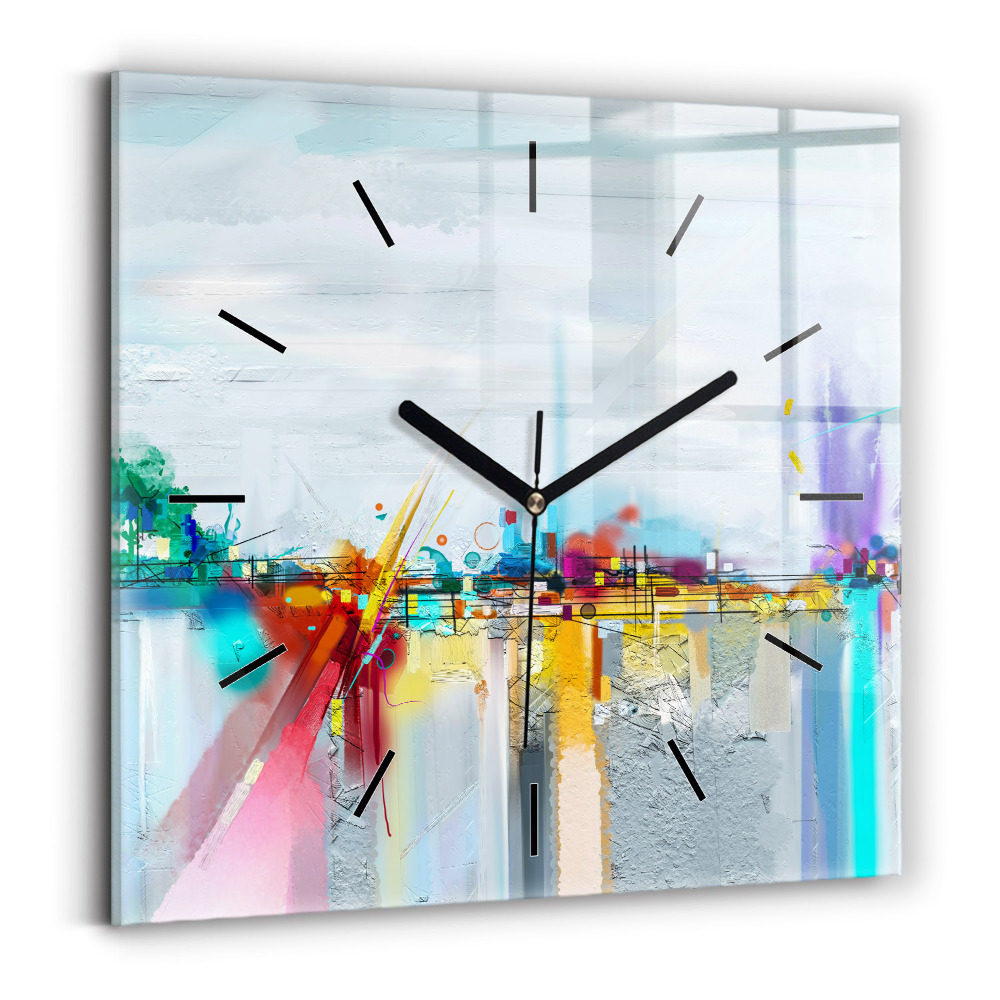 Ceas din sticlă pătrat Peisaj abstract de ulei