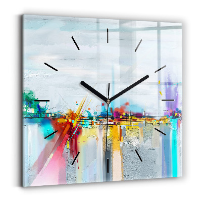 Ceas din sticlă pătrat Peisaj abstract de ulei
